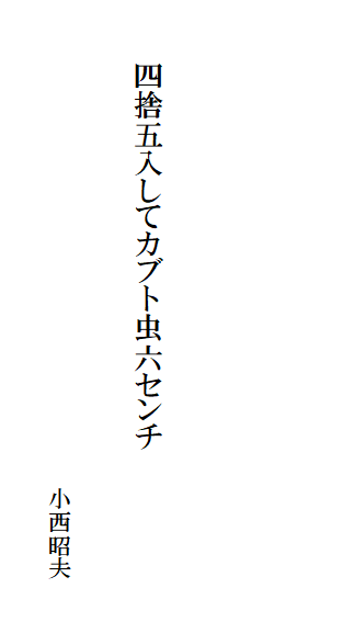 四捨五入してカブト虫六センチ
小西昭夫
